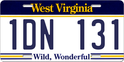 WV license plate 1DN131