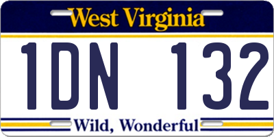WV license plate 1DN132