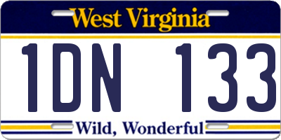 WV license plate 1DN133