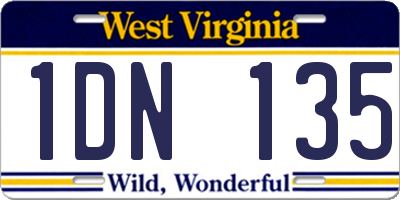 WV license plate 1DN135