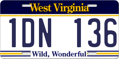 WV license plate 1DN136