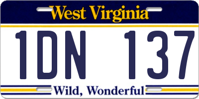 WV license plate 1DN137