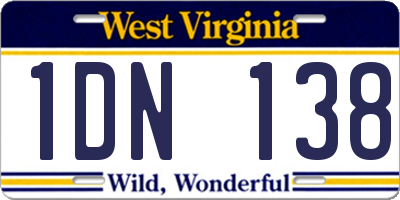 WV license plate 1DN138