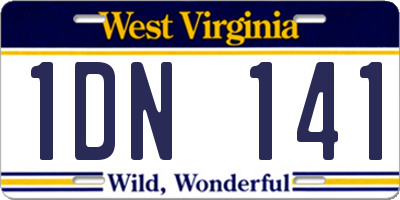 WV license plate 1DN141