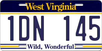 WV license plate 1DN145