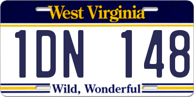 WV license plate 1DN148