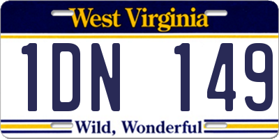 WV license plate 1DN149