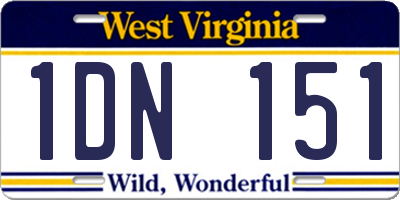 WV license plate 1DN151