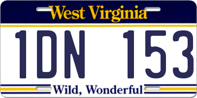 WV license plate 1DN153
