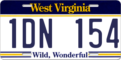 WV license plate 1DN154