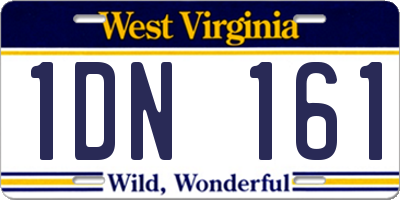 WV license plate 1DN161