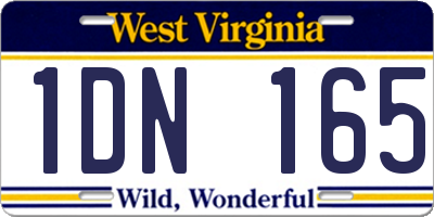 WV license plate 1DN165