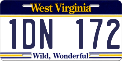 WV license plate 1DN172