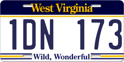 WV license plate 1DN173