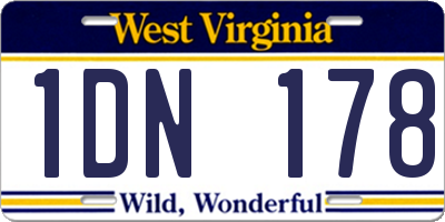 WV license plate 1DN178