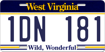 WV license plate 1DN181