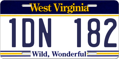 WV license plate 1DN182