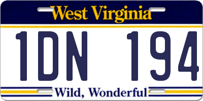 WV license plate 1DN194