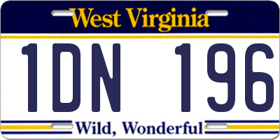 WV license plate 1DN196