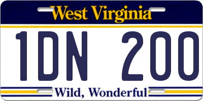 WV license plate 1DN200