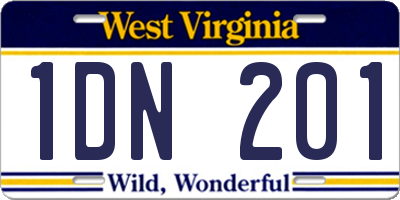 WV license plate 1DN201
