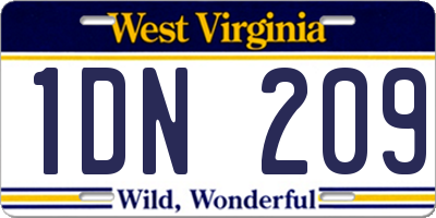 WV license plate 1DN209