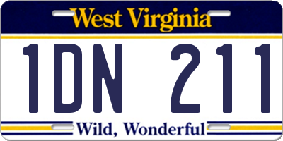 WV license plate 1DN211