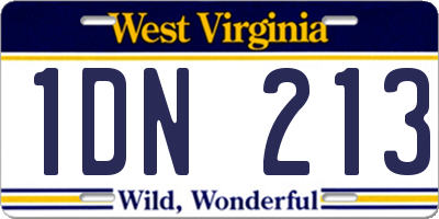 WV license plate 1DN213