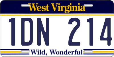 WV license plate 1DN214