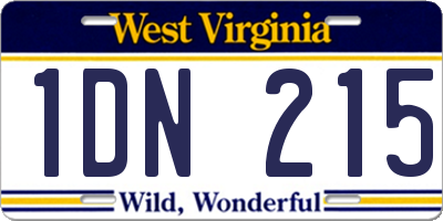WV license plate 1DN215
