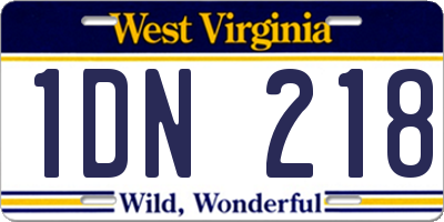 WV license plate 1DN218