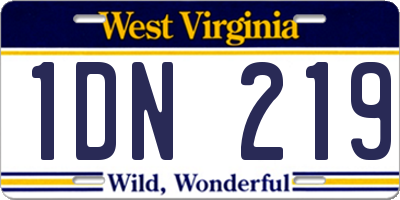 WV license plate 1DN219