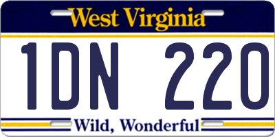 WV license plate 1DN220