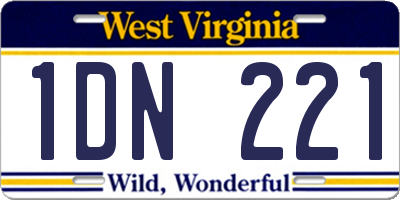 WV license plate 1DN221