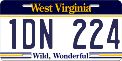 WV license plate 1DN224