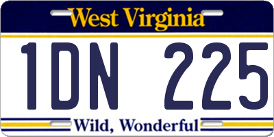 WV license plate 1DN225
