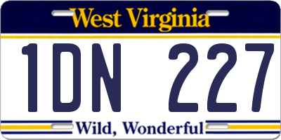 WV license plate 1DN227