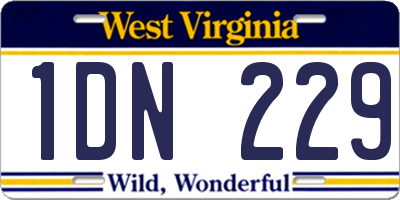 WV license plate 1DN229