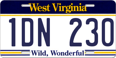 WV license plate 1DN230