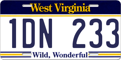 WV license plate 1DN233
