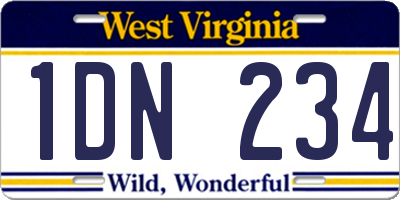 WV license plate 1DN234