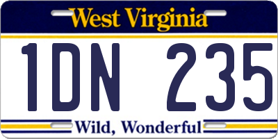 WV license plate 1DN235