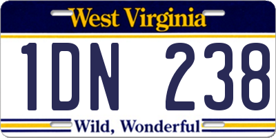 WV license plate 1DN238