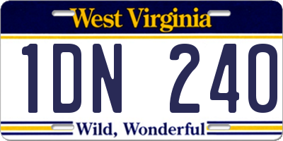 WV license plate 1DN240