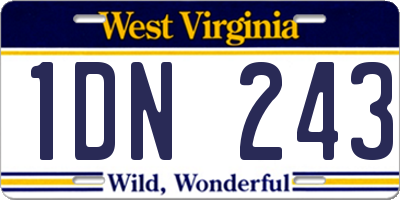 WV license plate 1DN243