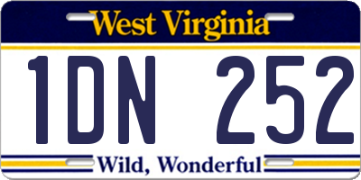 WV license plate 1DN252
