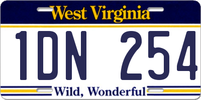 WV license plate 1DN254