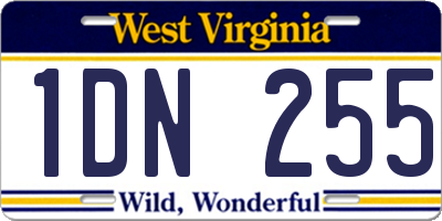 WV license plate 1DN255