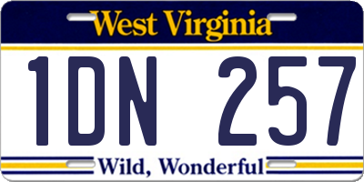 WV license plate 1DN257