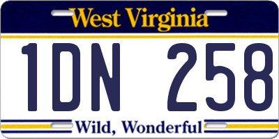 WV license plate 1DN258